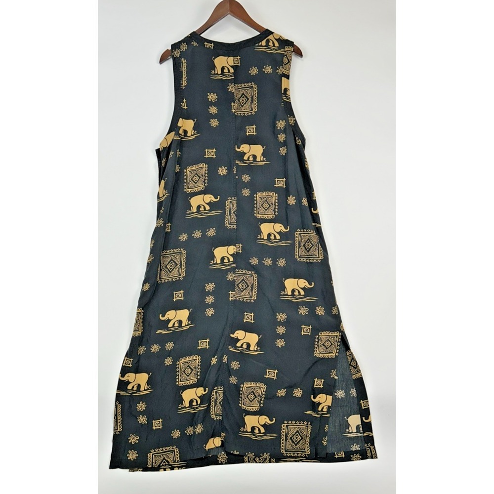 Vintage Ty Wear Safari Maxi Dress Size 16 African Elephant Lyocell Travel Vacay - Picture 11 of 14
